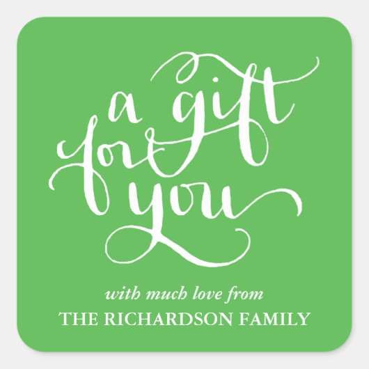 ELEGANTE HANDGESCHREVEN SCRIPT CADEAU LABEL STICKE (Voorkant)