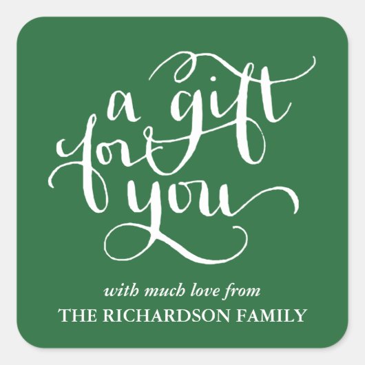 ELEGANTE HANDGESCHREVEN SCRIPT CADEAU LABEL STICKE (Voorkant)