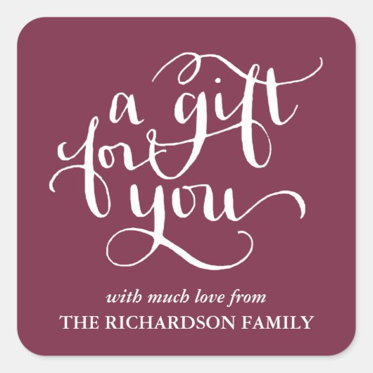 ELEGANTE HANDGESCHREVEN SCRIPT CADEAU LABEL STICKE (Voorkant)