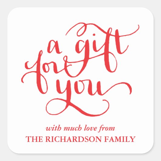 ELEGANTE HANDGESCHREVEN SCRIPT CADEAU LABEL STICKE (Voorkant)