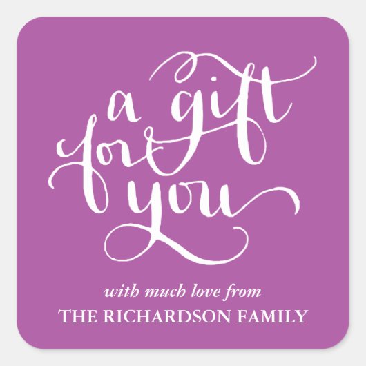 ELEGANTE HANDGESCHREVEN SCRIPT CADEAU LABEL STICKE (Voorkant)