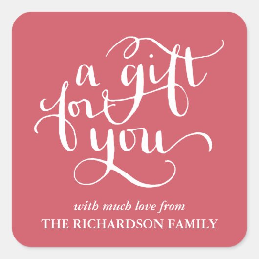 ELEGANTE HANDGESCHREVEN SCRIPT CADEAU LABEL STICKE (Voorkant)
