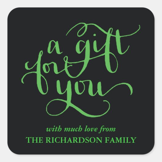 ELEGANTE HANDGESCHREVEN SCRIPT CADEAU LABEL STICKE (Voorkant)