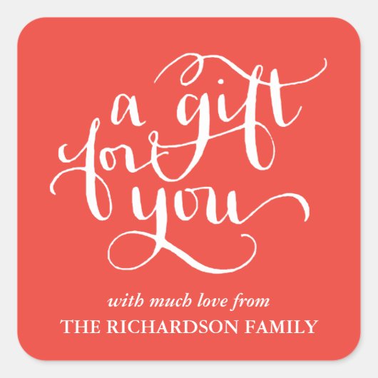 ELEGANTE HANDGESCHREVEN SCRIPT CADEAU LABEL STICKE (Voorkant)