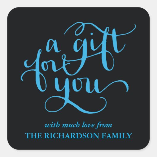 ELEGANTE HANDGESCHREVEN SCRIPT CADEAU LABEL STICKE (Voorkant)