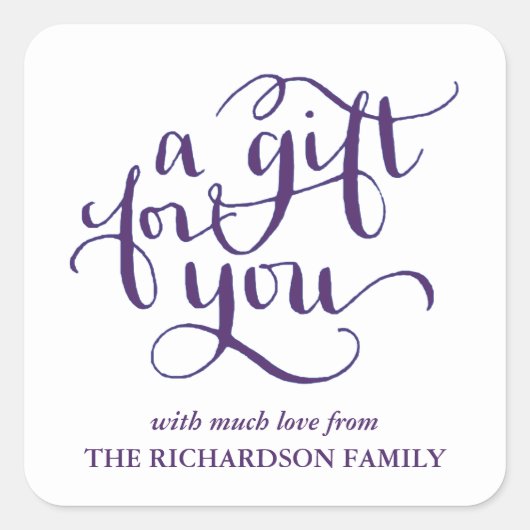 ELEGANTE HANDGESCHREVEN SCRIPT CADEAU LABEL STICKE (Voorkant)