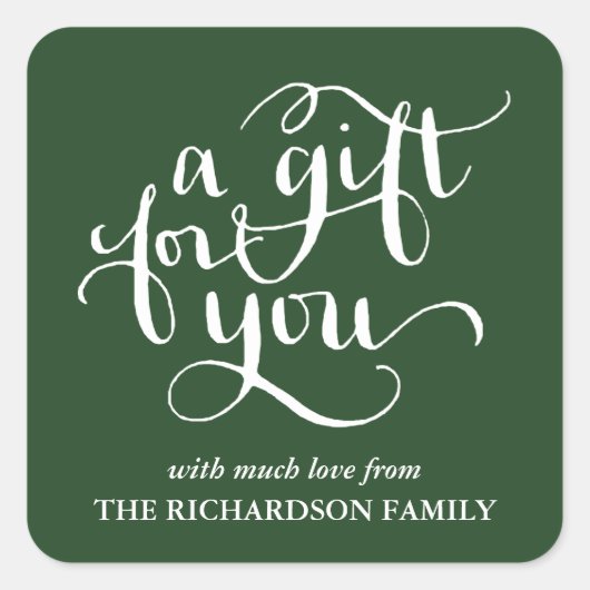 ELEGANTE HANDGESCHREVEN SCRIPT CADEAU LABEL STICKE (Voorkant)
