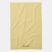 Elegante handgeschreven script naam zwart en goud theedoek (Verticaal)