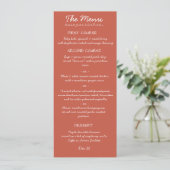 Elegante handgeschreven script trouwmenu kaart (Staand voorkant)