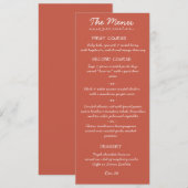 Elegante handgeschreven script trouwmenu kaart (Voorkant / Achterkant)