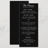 Elegante handgeschreven script trouwmenu kaart (Voorkant / Achterkant)