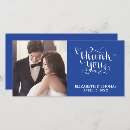 ELEGANTE HANDGESCHREVEN SCRIPTFOTO DANK U KAART (Voorkant / Achterkant)