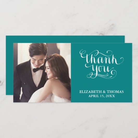 ELEGANTE HANDGESCHREVEN SCRIPTFOTO DANK U KAART (Voorkant / Achterkant)