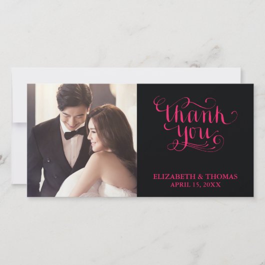 ELEGANTE HANDGESCHREVEN SCRIPTFOTO DANK U KAART (Voorkant)