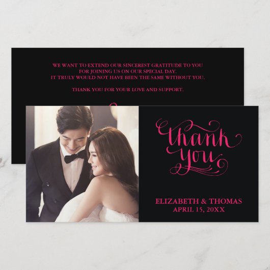 ELEGANTE HANDGESCHREVEN SCRIPTFOTO DANK U KAART (Voorkant / Achterkant)