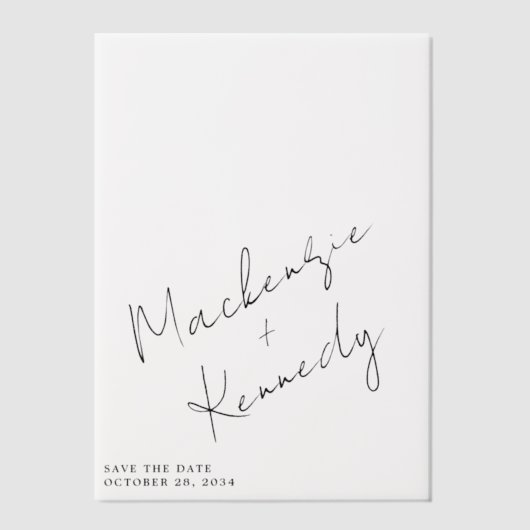 Elegante handgeschreven scriptnamen Sla de datum o Vellum Uitnodigingen (Voorkant)
