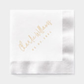 Elegante handgeschreven stijl naam datum echt folie servetten (Voorkant)