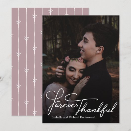 Elegante handgeschreven typografie bruiloft bedank bedankkaart (Voorkant / Achterkant)