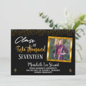 Elegante handgetekende 2 foto trendy Afstuderen Kaart (Staand voorkant)