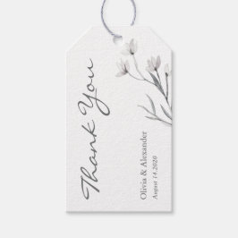 Elegante handgetekende bloem. Airy bruiloft dank u Cadeaulabel