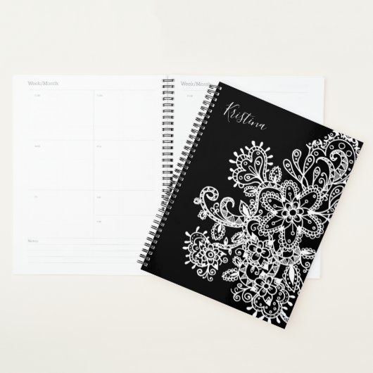 Elegante handgetekende bloem en Paisley Planner (Display)