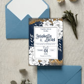 Elegante handgetekende bloemenbruiloft uitnodiging