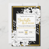 Elegante handgetekende bloemenbruiloft uitnodiging (Voorkant)
