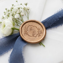 Elegante Handgetekende Bloemige Monogram Wapen Huw