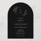 Elegante handgetekende botanische monogram trouwbo kaart (Voorkant)