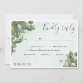 Elegante handgetekende botanische trouw RSVP kaart