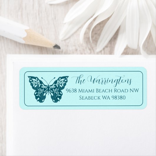 Elegante handgetekende botanische vlinder etiket (Insitu)