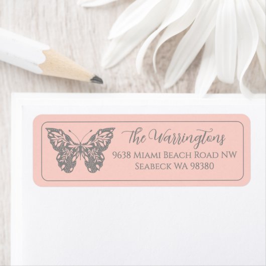 Elegante handgetekende botanische vlinder etiket (Insitu)