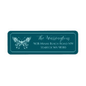 Elegante handgetekende botanische vlinder etiket (Voorkant)