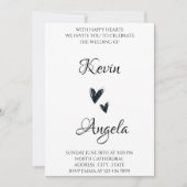 Elegante Handgetekende Hart Huwelijksuitnodiging Kaart (Voorkant)