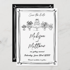 Elegante handgetekende illustraties Doodles Bruilo Save The Date
