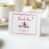 Elegante handgetekende Italiaanse rode bruidsdouch Bedankkaart