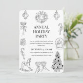 Elegante handgetekende kerstfeest uitnodiging (Staand voorkant)