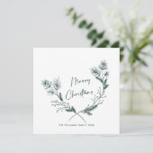 Elegante handgetekende minimalistische kerstkrans feestdagenkaart (Staand voorkant)