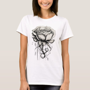 Elegante handgetekende Rozen illustratie T-shirt