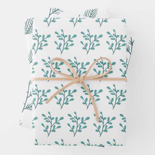 Elegante handgetekende takken kerst inpakpapier vel (In situ)