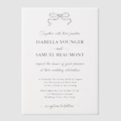 Elegante handgetekende trouwboog aangepaste tekst vellum uitnodigingen (Voorkant)