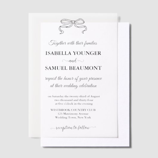 Elegante handgetekende trouwboog aangepaste tekst vellum uitnodigingen (Offset)