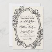 Elegante Handgetekende Vintage Bruiloft Kaart (Voorkant)