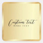 Elegante Handschrift Goud Sjabloon Uw Aangepaste T Vierkante Sticker (Voorkant)