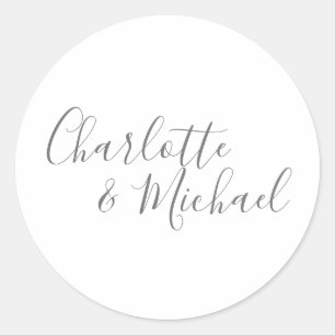 Elegante handtekening bruiloft ronde sticker