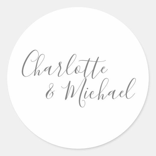 Elegante handtekening bruiloft ronde sticker (Voorkant)