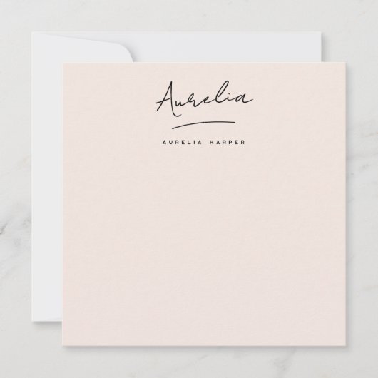 Elegante handtekening gepersonaliseerde briefpapie notitiekaartje (Voorkant)