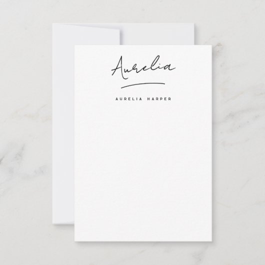 Elegante Handtekening Gepersonaliseerde Stationery Notitiekaartje (Voorkant)