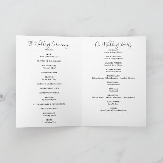 Elegante handtekening in zwart-wit bruiloft programma (Binnen)