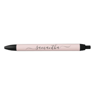 Elegante handtekening met blozende sierletters zwarte inkt pen